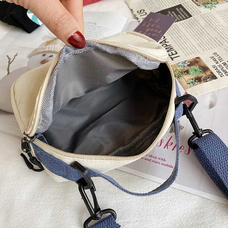 Cute girl canvas bag collision color cute Japanese waterproof travel crossbody bag student shoulder bagT251007