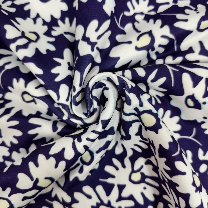 Women's Daisy Print Milk Silk Sleeveless Maxi Dress Navy Blue Round Neck Vest Dress Side Slit Vacation Style-CF56055