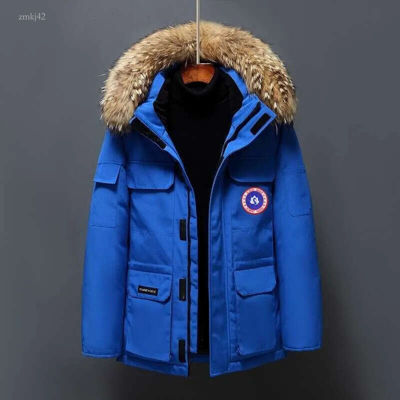 Canada Jacket Goosecoats Designer Mens Winter Warm Wolf Fur Hood Parka Pocket Windbreaker Luxury Canda Down Coat Womens Doudoune Luxe Femme Puffer Overshirt 95B 221