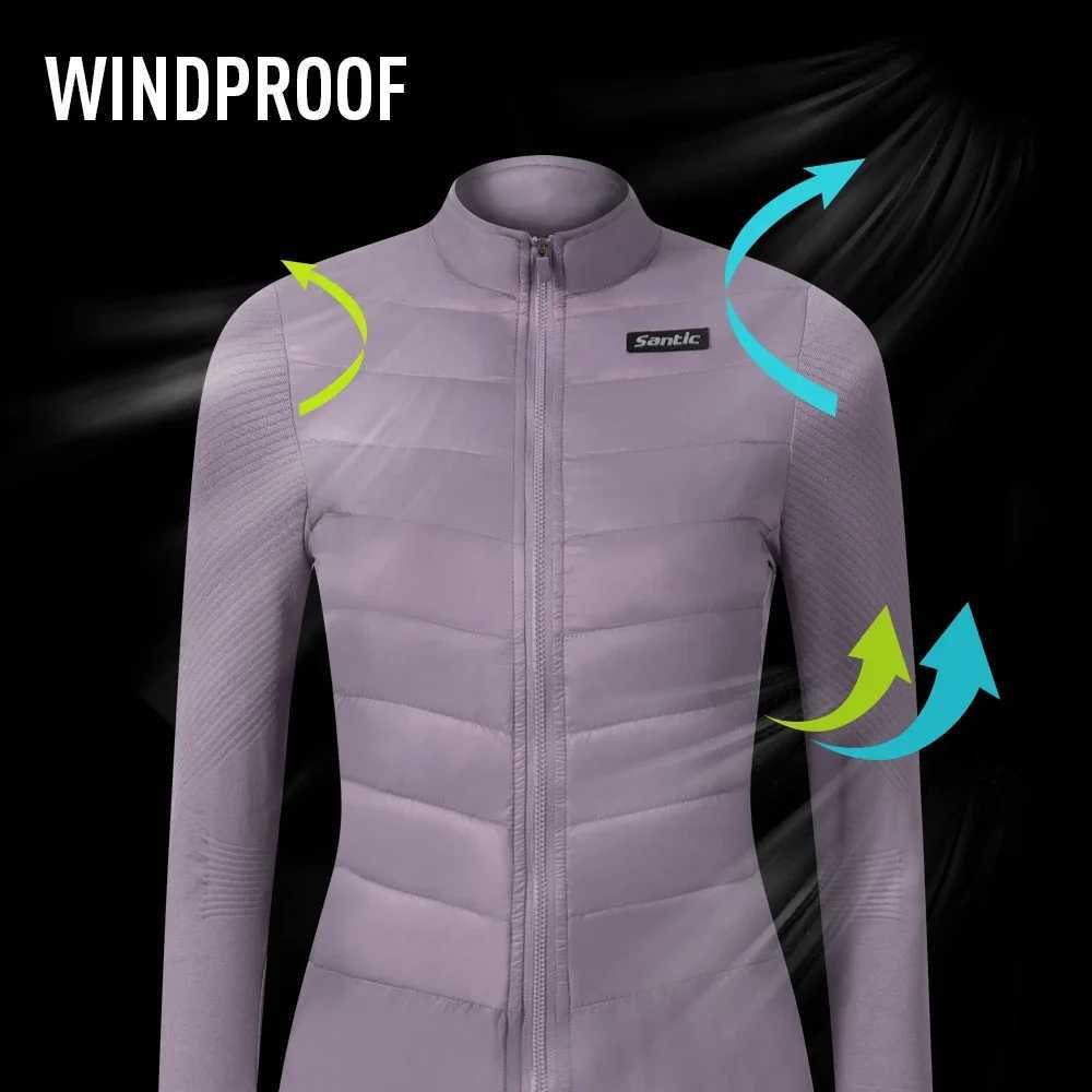 Santic Womens Down Coats Winter Long Sleeve Down Jersey Outdoor Keep Warm MTB Road Windproof Lightweight Cycling Down Jackets J251008