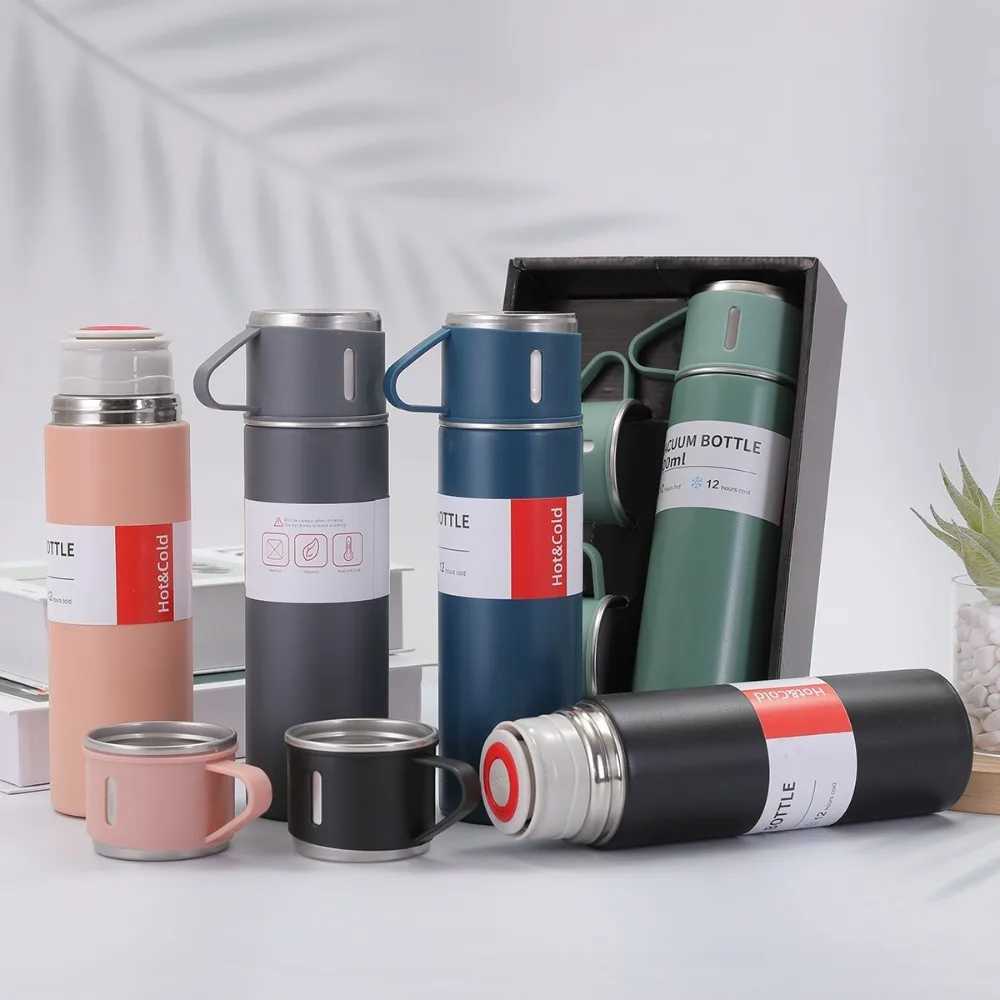 304 Stainless Steel Insulated Business Thermos Cup Three Lids Gift Set Outdoor Water Cup for Activities C251008