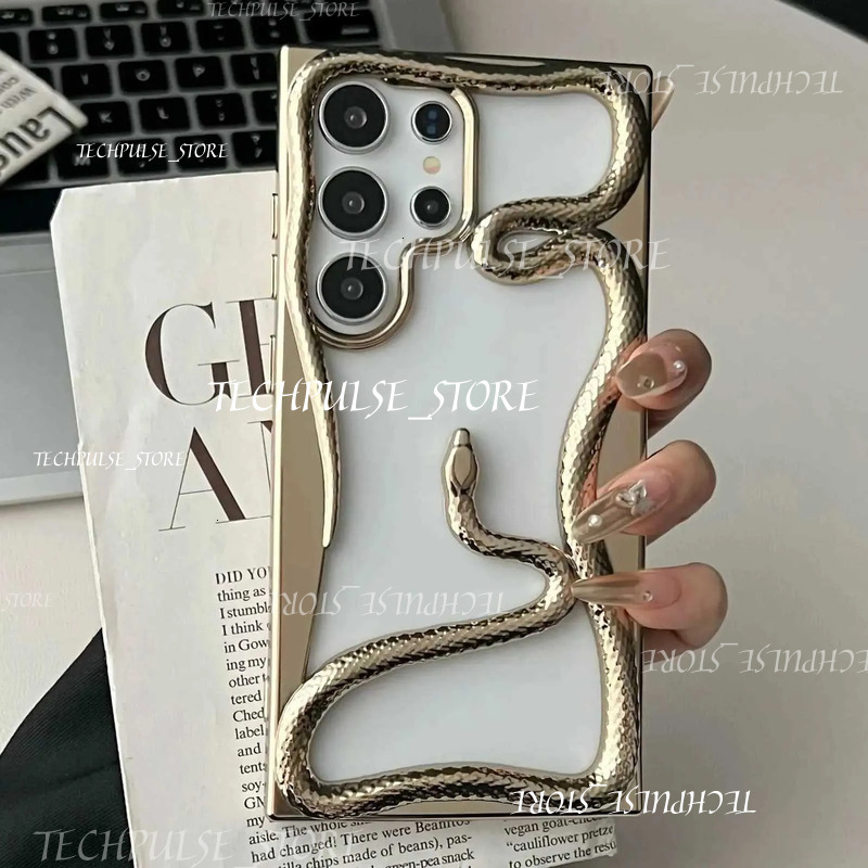3D Hollow Snake Phone Case For tech73 S25 S24 S22 S23 Ultra FE A56 A36 A26 A16 A06 A55 Fashion Soft Shockproof Cover R250724