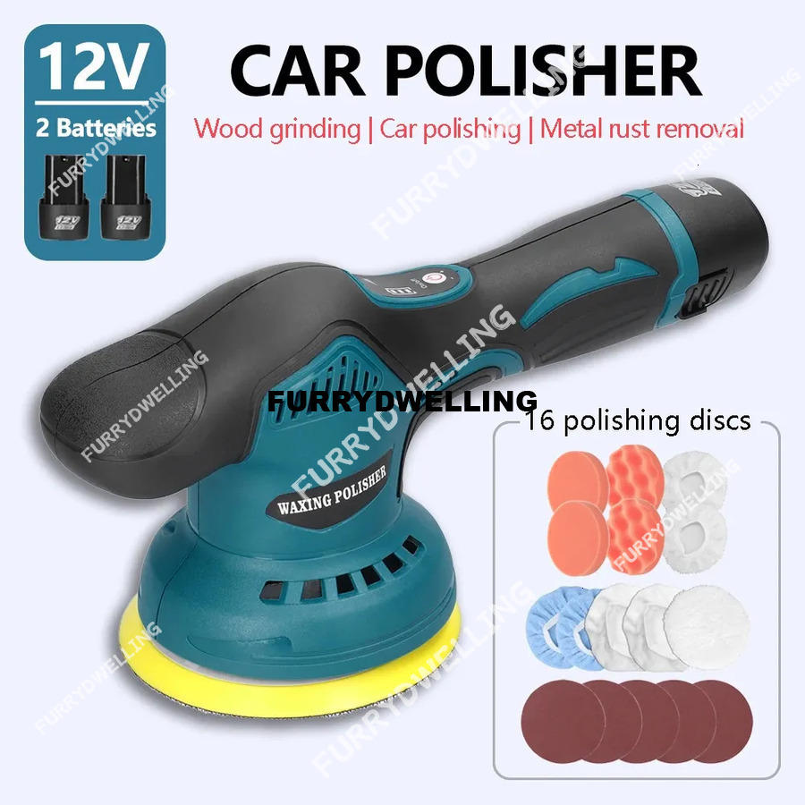12V Cordless Eccentric Car Dwe74 Polisher 8 Gears Of Speeds Adjustable Electric Polishing Metal Waxing Rust Removal Hine 240321