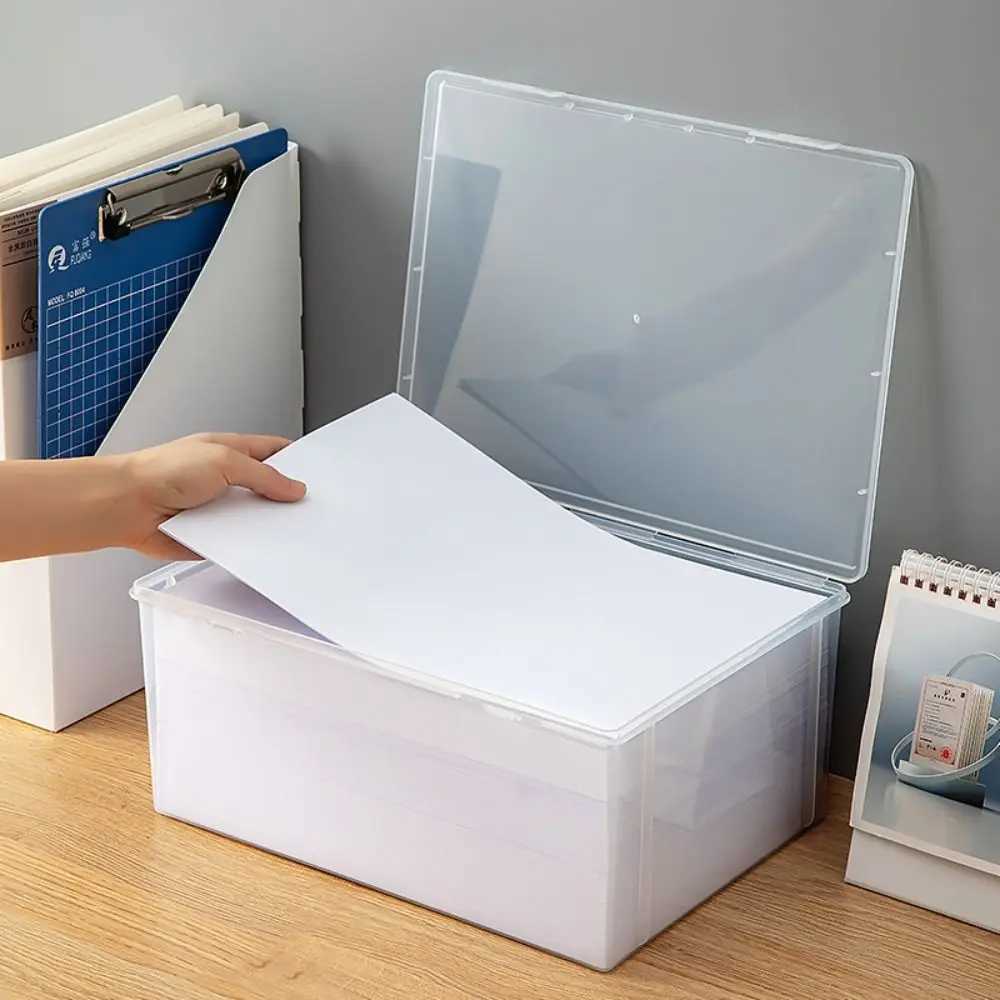 Home Office Supplies Storage Box Multifunctional Desktop Large Capacity A4 Paper Transparent Plastic Organizer Box C251008