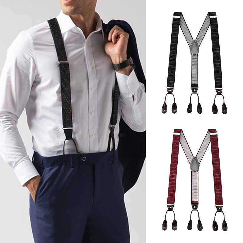 Suspenders Width Suspenders For Men Brown PU Synthetic Leather Trimmed Button Y Back Men Fashion Suspenders Pant Braces Dad Gift 230717
