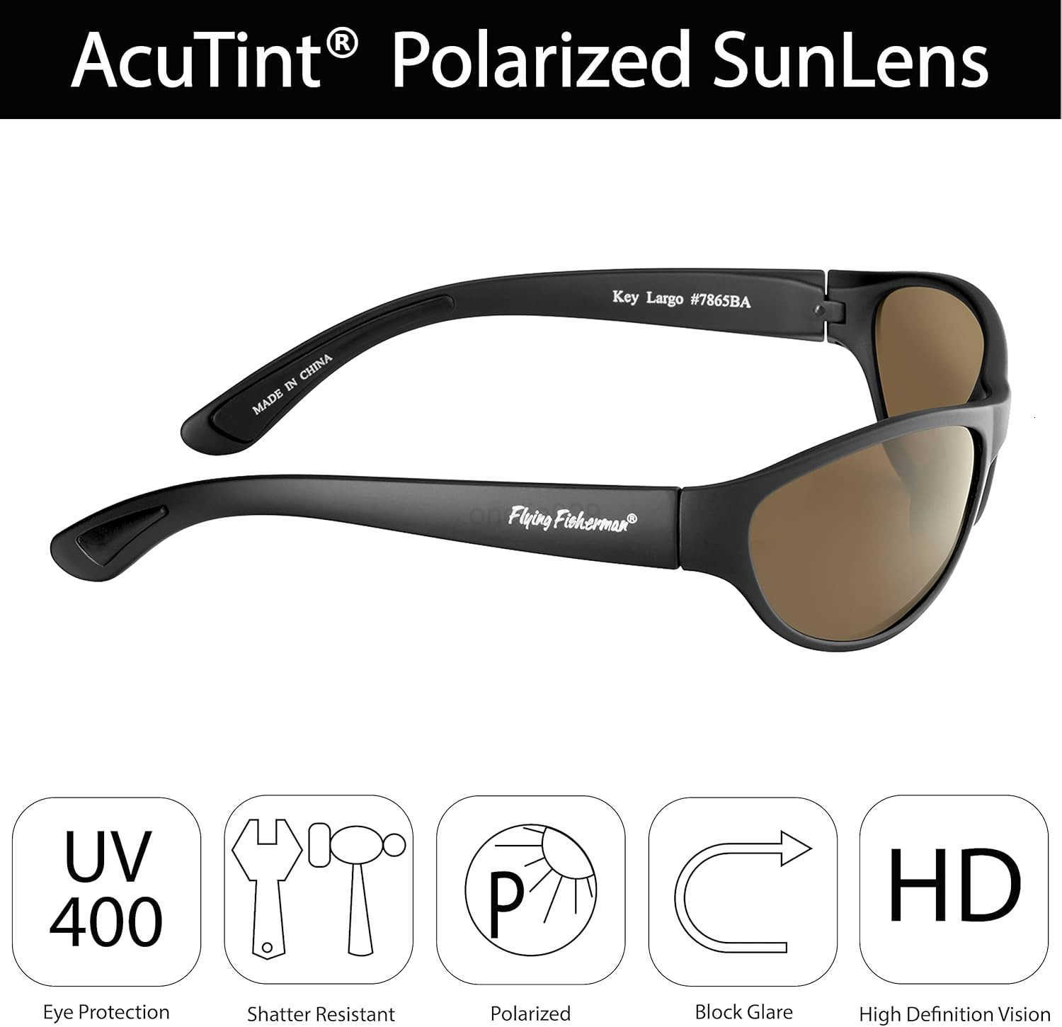 Flying Fisherman Key Largo Polarized Sunglasses with AcuTint UV Blocker for Fishing and Outdoor Sports W251008