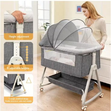 Baby Bassinet, Bedside Bassinet for Baby, 3 in 1 Bassinet Bedside Sleeper with Wheels