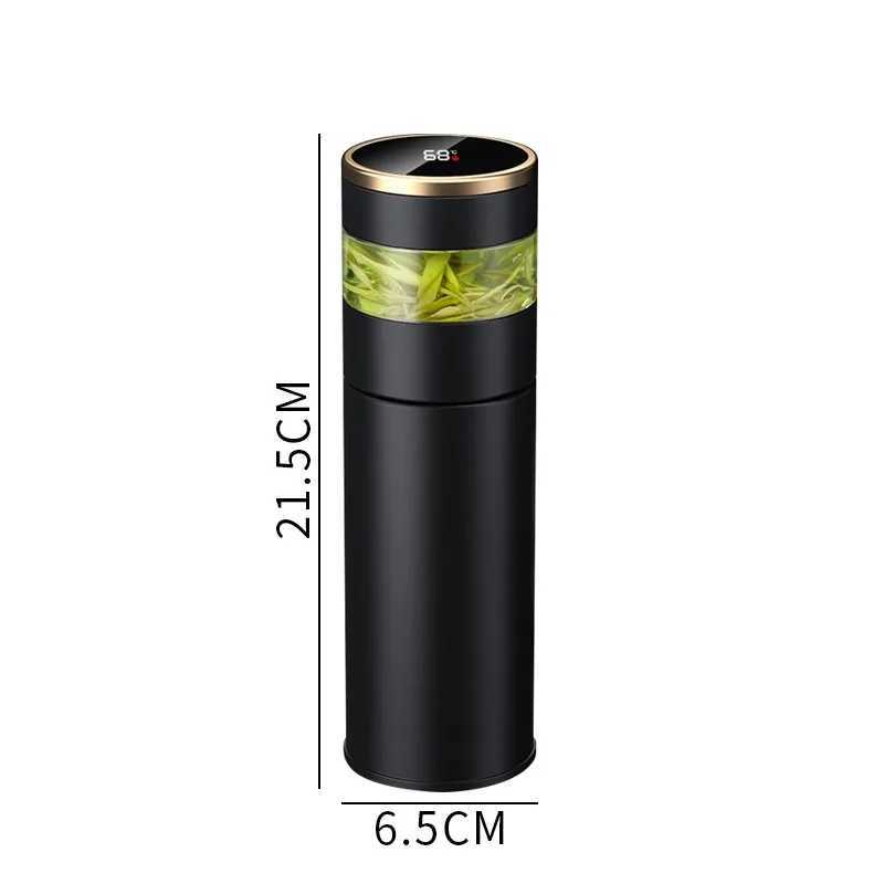 Cups Intelligent 304 Stainless Steel Vacuum Cup Temperature LED Display Tea Cup With Glass Partition Tea And Water Vacuum Bottle C251008