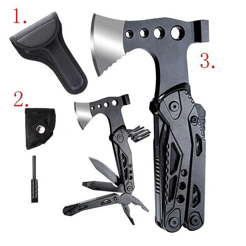 New High Quality Outdoor Multi Functional Camping Hiking Axe Pliers Camping Fire Folding Hammer Portable Life Saving EDC Tool J251121