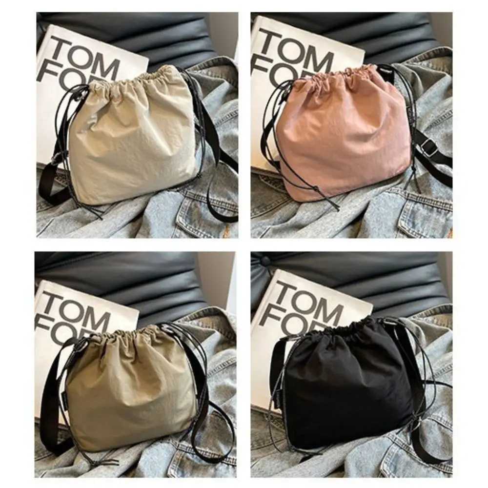 Simple Lightweight Drawstring Bag Commute Large Capacity Shoulder Bag Oxford Fashion Crossbody Bag GirlsT251007