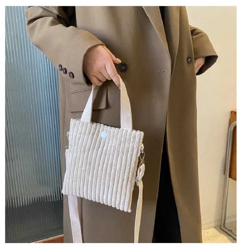 ISKYBOB Mini Tote Bag Women Corduroy Zipper Shoulder Bag Spring Summer New Fashion Handbag Single Shoulder Bag Crossbody SmallT251007