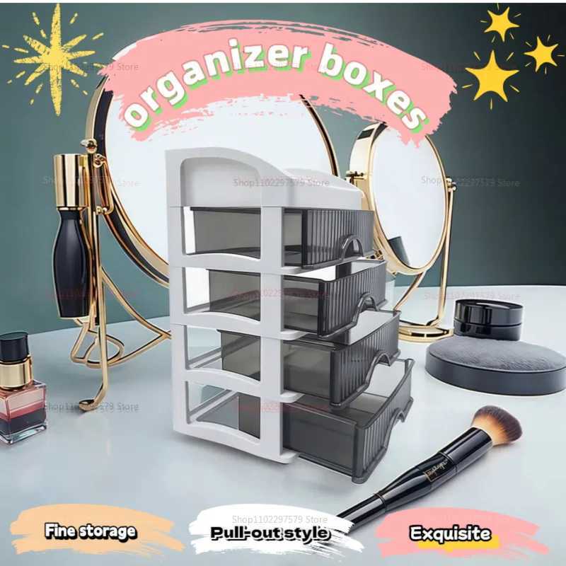 Luxury Light Desktop Storage Box Drawer for Cosmetics Jewelry Makeup Organizer MultiLayer Dorm Room Shelf C251008