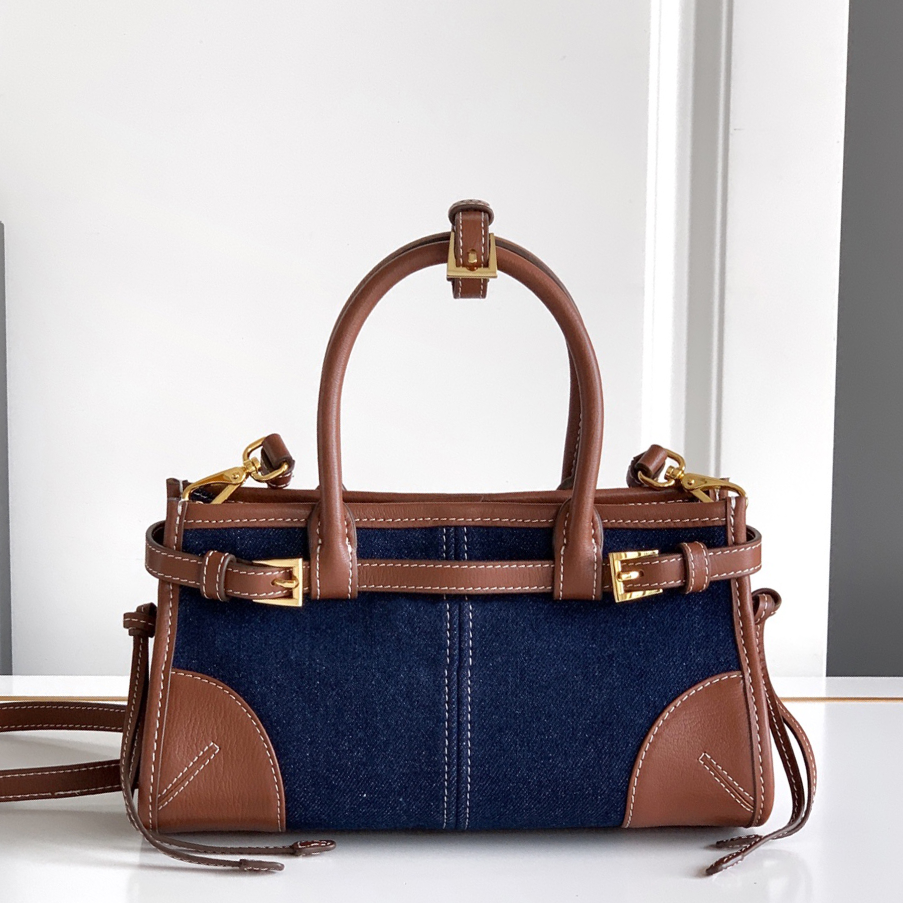 New 10A Bonnie Mini Handbag Luxury Designer Denim Genuine Leather Shoulder Bag Print Nylon Lining Crossbody Bag Zipper Closure Handbag Detachable Strap Clutch Bag