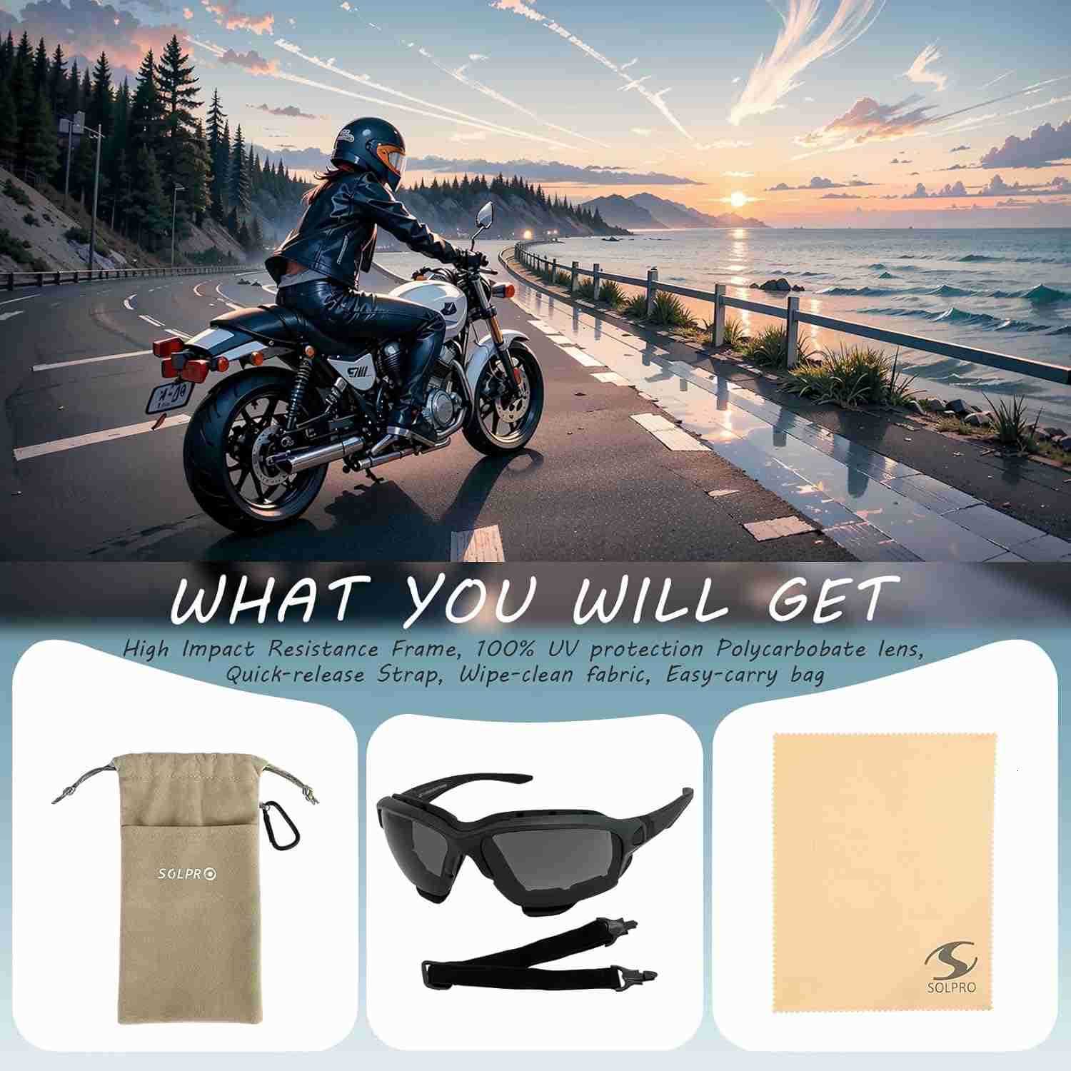 Powersports Glasses Safety Motorcycle Goggle Antifog Wrap around Windproof Hunting Riding MowingMen and Women W251008