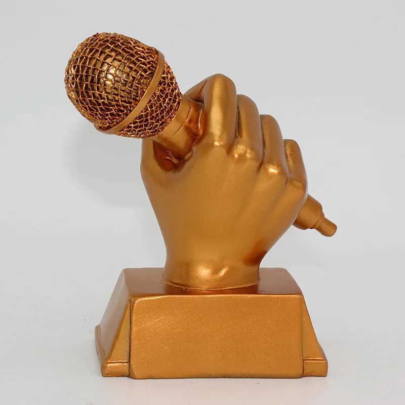 Golden Microphone Trophy Good Vo Trophy sic Award Cup Singing Cpetition Reward 1Pc Y251008