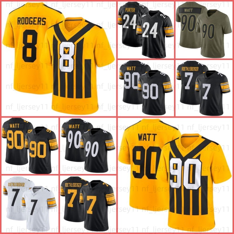 Kaleb Johnson Aaron Rodgers DK Metcalf TJ Watt Football Jersey Jack Sawyer Joey Porter Jr Troy Polamalu Pat Freiermuth Chris Boswell Frazier Patrick Queen Warren 8