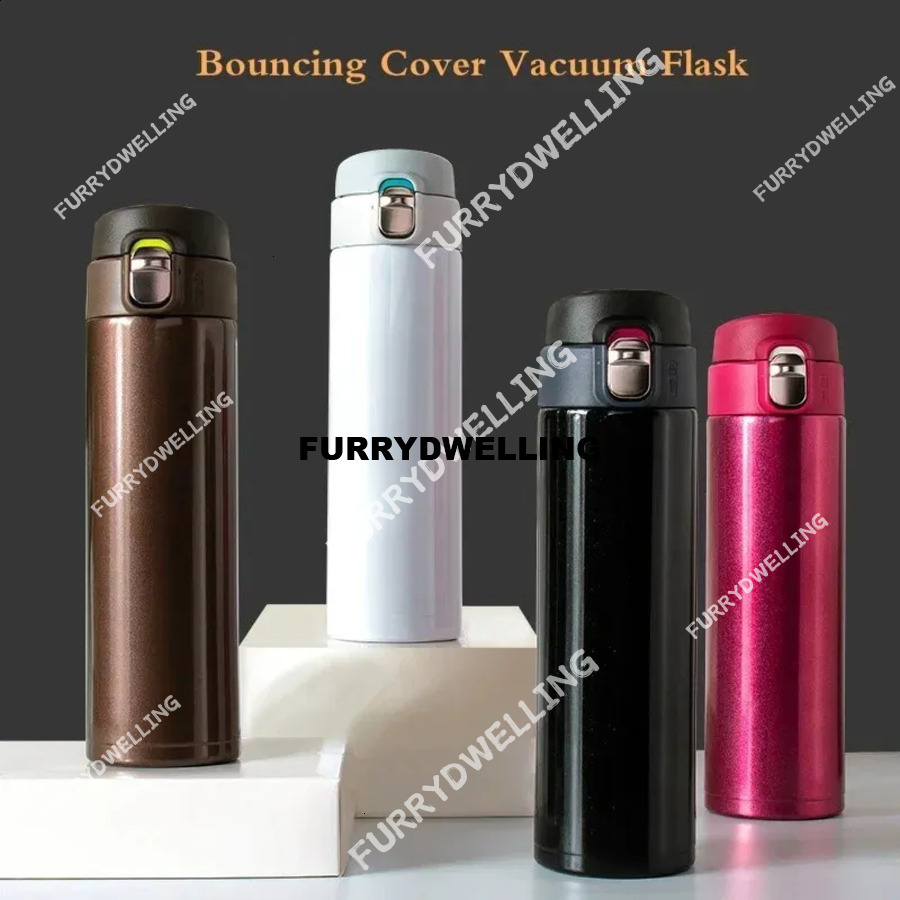 500Ml Dwe74 Stainless Steel Bouncing Cover Vacuum Flask Thermos Cup Coffee Tea Milk Thermo Bottle Mug 240918