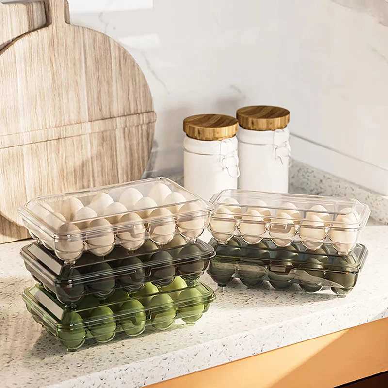 1015 Grids Eggs Storage Box Plastic Transparent Portable Egg Freshkeeping Case Refrigerator Storage Container Kitchen Tool C251008