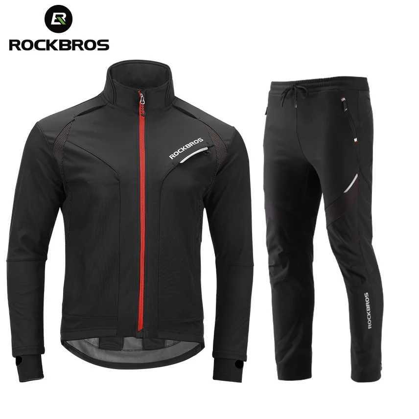 ROCKBROS Long sleeve Cycling Sets Winter Thermal Fleece Jersey Windproof Reflective Jacket Bicycle Sportswear Cycling Clothings J251008