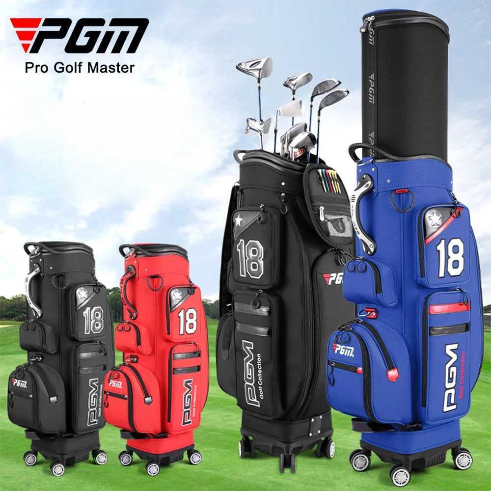 PGM Men Golf Bags Scalable Ball Cap Waterproof Nylon Large Capacity Accessory Hold 13pcs Clubs Golf pouch 4 Universal Wheel J251008