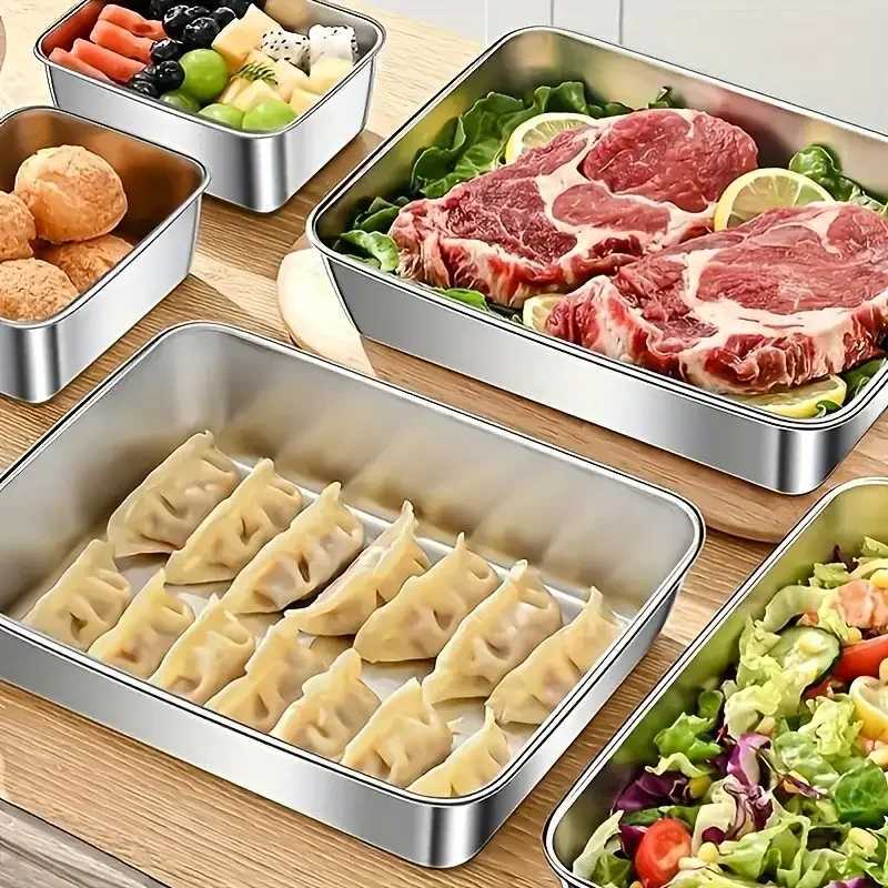 Stainless Steel Food Storage Container Set Stackable Container with Sealed Lids for Meal Preparation and Kitchen Organization C251008