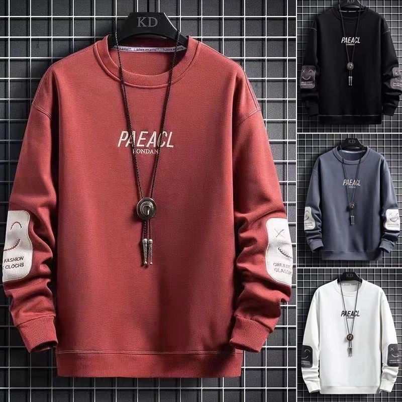 2025 Men's Long Sleeve T-shirt Designer Hoodie Spring Designer Shirt Autumn Trendy Polo Loose Hong Kong Style Sweatshirt Men's Base Shirt Wear-resistant Top