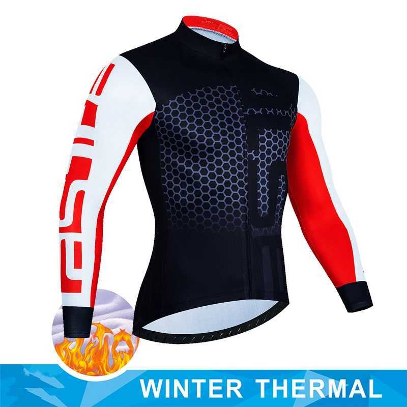 2024 Men Winter Thermal Fleece Cycling Jersey Ciclismo MTB Bicycle Clothing Bike Shirt Cycling Equipement Outdoor Warm Jacket J251008