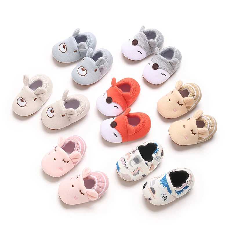 Cartoon Animal Pattern Newborn Baby Shoes Boys Girls 018M Slippers Soft Sole Nonslip Crib First Walker Winter Warm Booties C251008