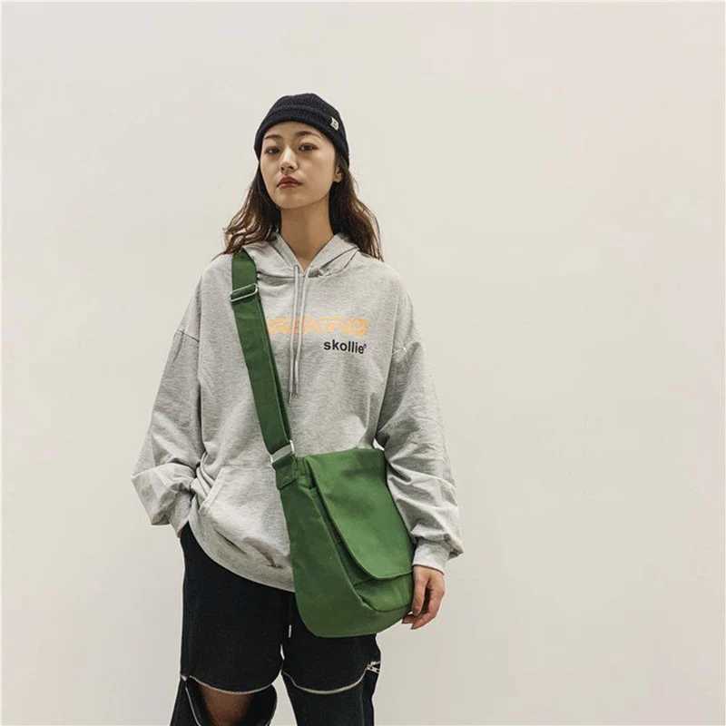Ins Japanese Harajuku Large Capacity Canvas Bag Female Casual Work Style Postman Bag Korean Student One Shoulder Messenger BagT251007