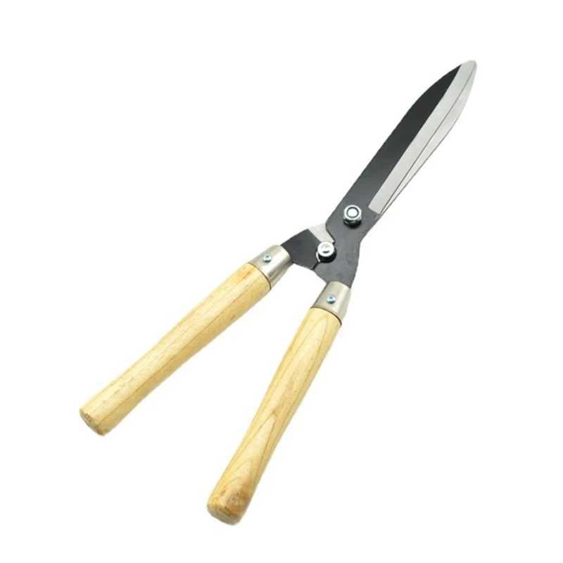 Garden Hedge Shear Heavy Duty Pruning Shear for Trimming Borders Bushes Manual Hedge Scissor with Wooden Handle J251121