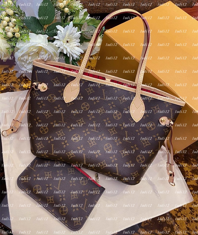 New High quality neverfulltote Double Up Bag Womens crossbody shoulder bag designer handbag Luxury shopping bag 2PCs wallet mirror quality tote Composite Bag