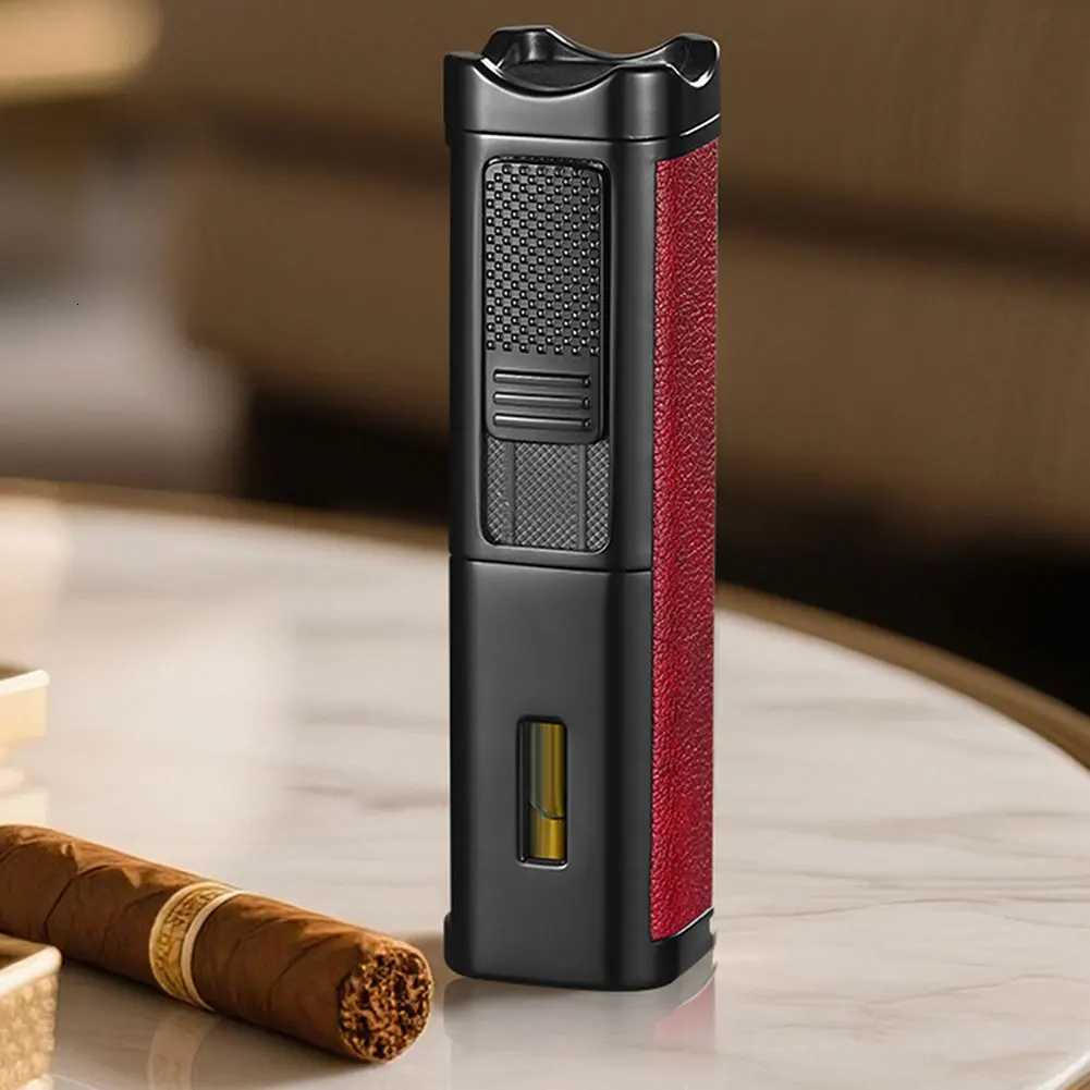 TripleJet Flame Windproof Butane Lighter Men Cigars Lighters with Cigars Cutter Cigars Present for Men Y251008