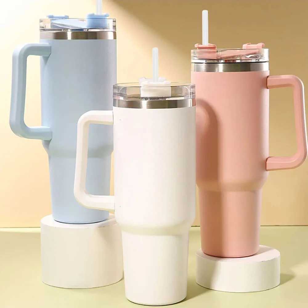 Mug Tumbler 40oz with Straw Handle Coffee Insulated 304 Stainless Steel Car Cup Keeps Cold Beer with Lids Tumbler Thermos Cup C251008