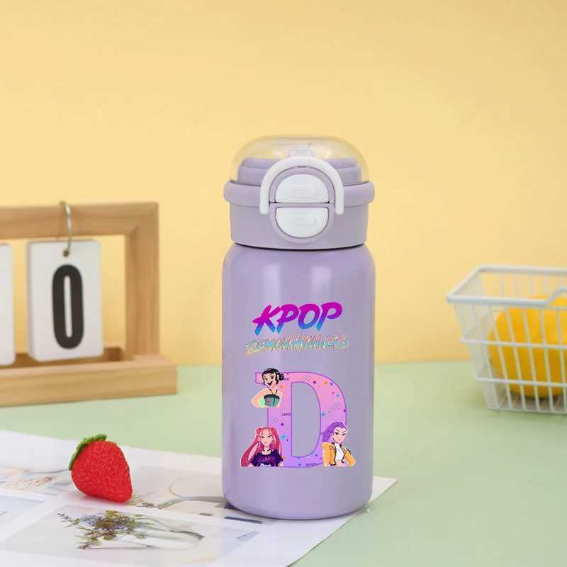 Kpop Demon Hunters Stainless Steel Insulated Cup for Women Anime Letter Printed Water Bottle Students Fashion Portable Draw Cup C251008