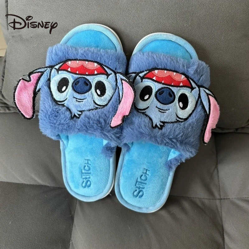 Disney Lilo and Stitch Plush Slippers Kawaii Cartoon Anime Embroidery Accessories Slippers 3739 Inner Length Within 245cm H251008