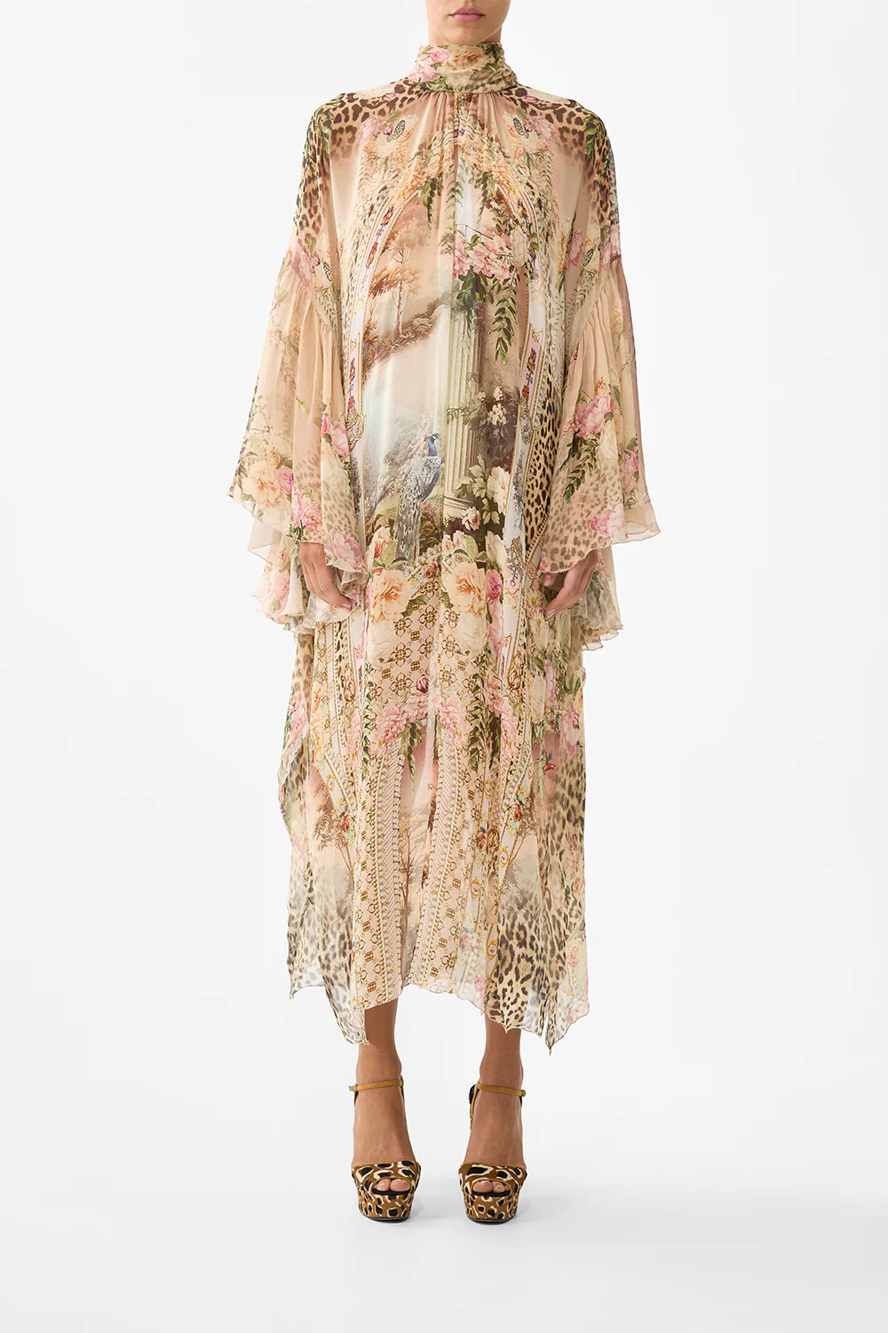 Australian designer luxury dress 2025 spring/summer elegant leopard print silk long dress vacation dress