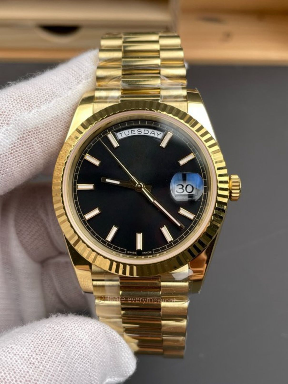 RC Factory Top Men's Watches 228238 Tungsten 210g 40MM Automatic Mechanical Watch 3255 Movement DAY-DATE Sapphire Glass Black Dial Night Light Diving Wristwatches