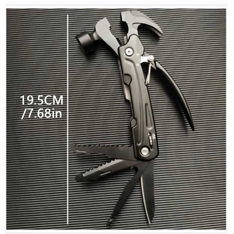 1pc 15 In 1 Multifunctional Hammer Stainless Steel Portable Folding Knife Pliers For Outdoor Survival Camping And Hiking J251121