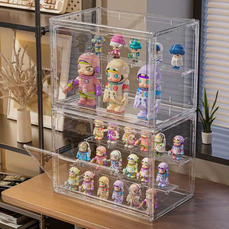 Large Capacity Storage Box Organizer for Figures Acrylic Box Clear Blind Box Showcase Makeup Organizer for Bag Display Dustproof C251008