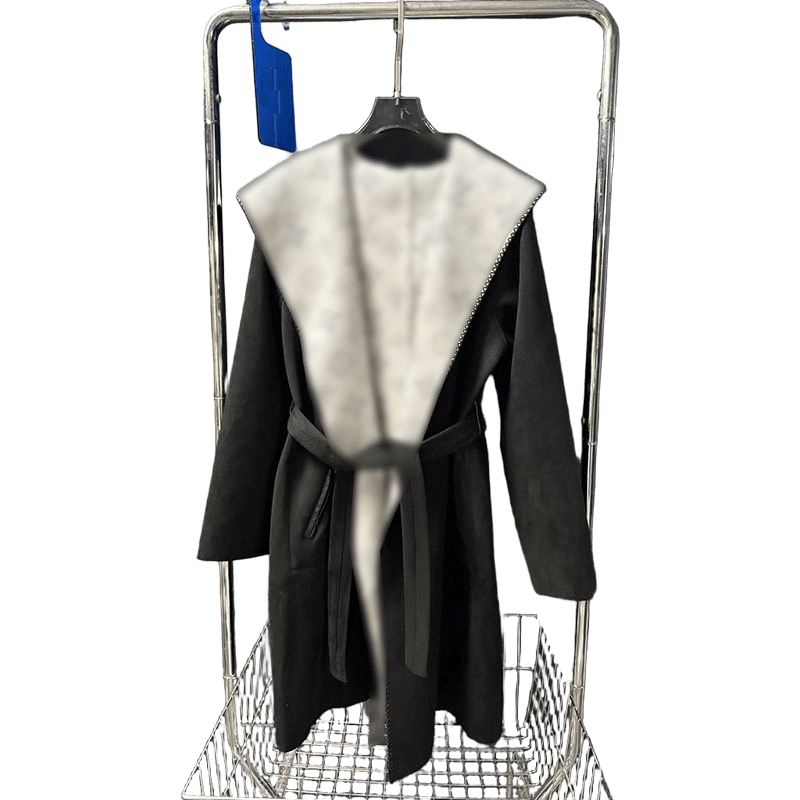 Designers autumn and winter new fashion trend highquality retro casual letter doublesided wearing cashmere hooded belt slim fit medium length womens coat sL