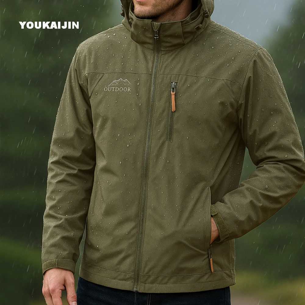 Climbing Outdoor Jackets Men Tactical Windproof Waterproof Jacket Men Lightweight Outer Hooded Outdoor Raincoat Hiking Coats J251008