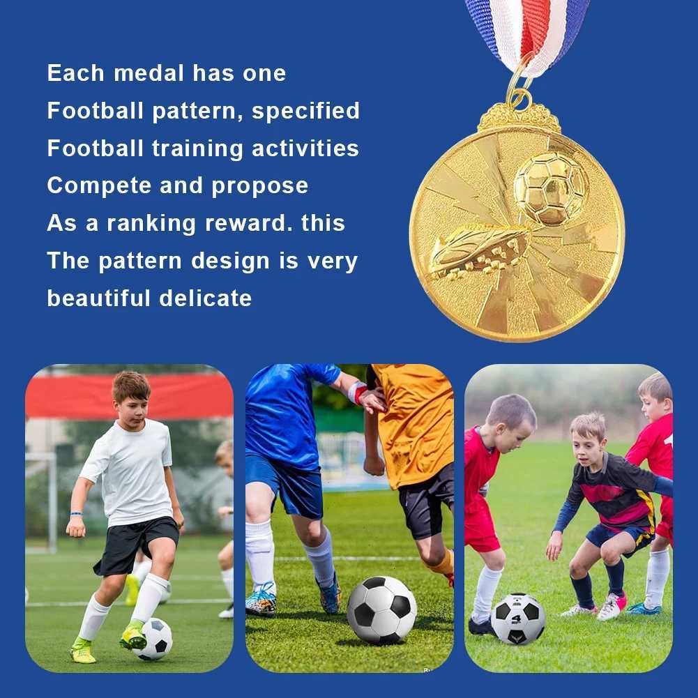 Soccer Medals Zinc Alloy Football Medals 2 Inch Sports Medals with Neck Ribbon for Sports Cpetitions Celebration Y251008