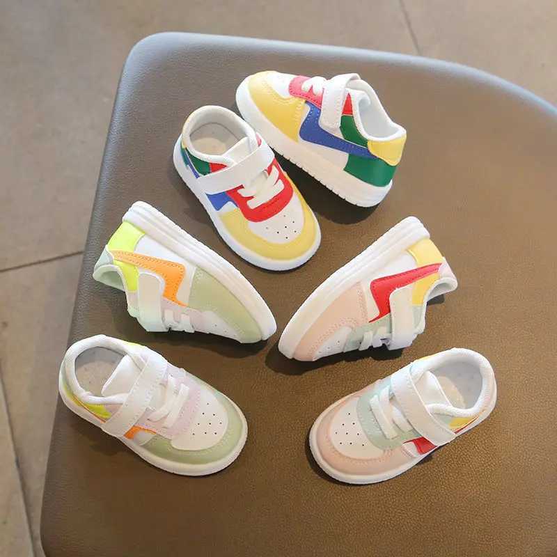 2024 new white shoes breathable baby boys walking shoes color blocked baby girls soft soled baby shoes baby shoes boy C251008