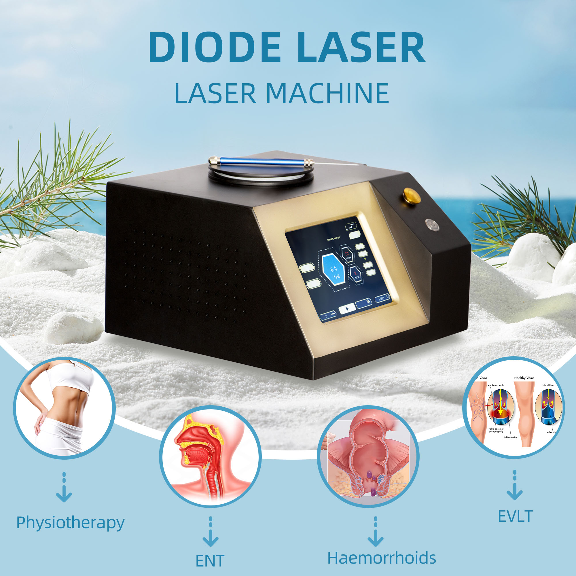 5 in 1 980nm Diode Laser Vascular Removal Machine Remove Spider Veins 980 Diode Laser Blood Vessels Removal Nail Fungus High Quality