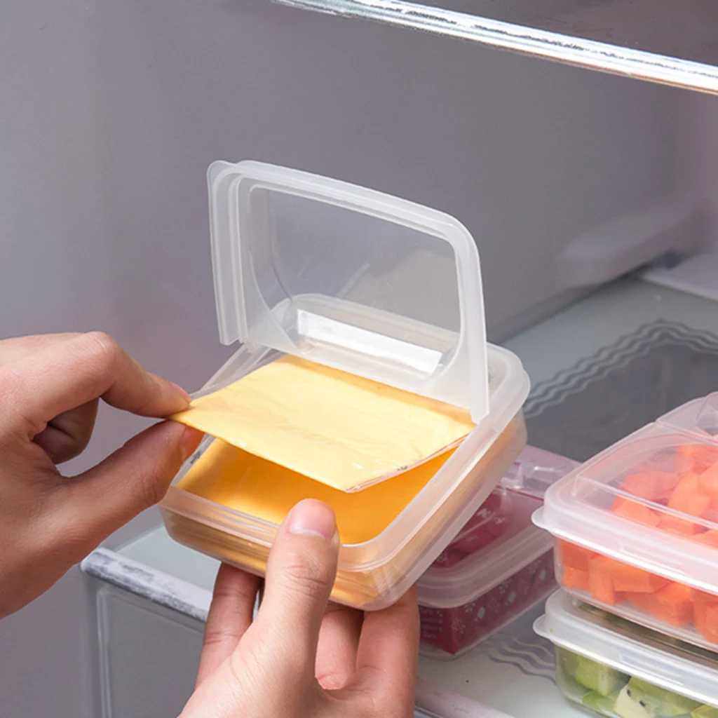 2pcs Butter Cheese Storage Box Transparent Cheese Box Refrigerator Kitchen Fruit Vegetable Freshkeeping Organizer Storage Box C251008