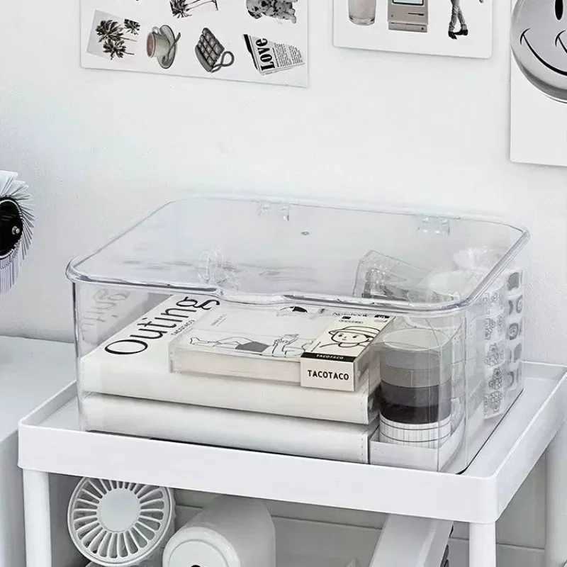 Acrylic Clear Storage Organizer Box Clamshell Design for Home Office Essentials with MultiPurpose Stationery Organizers C251008