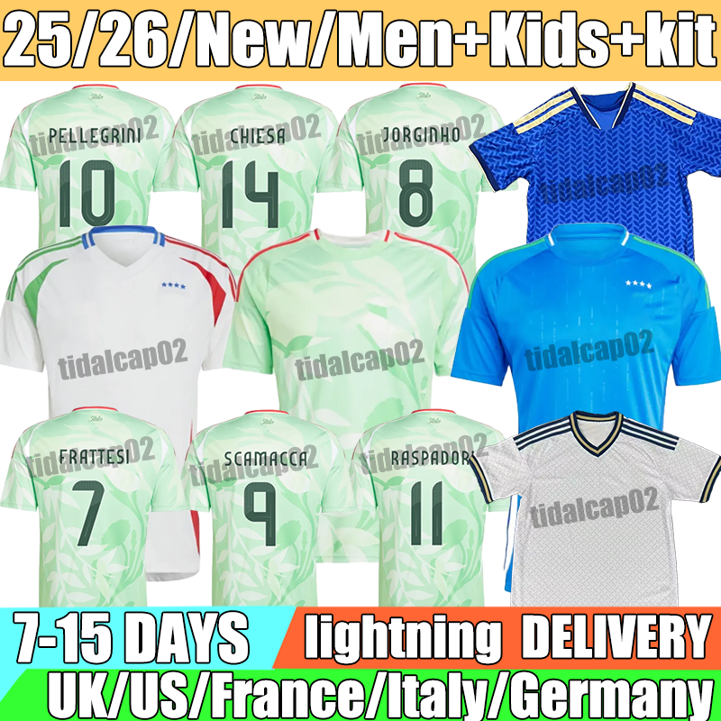New 25 26 maglia Italy CHIESA Raspadori Bastoni BARELLA RASPADORI Soccer Jerseys FRATTESI Casadei Orsolini RETEGUI Maldini 2025 Italia Football Shirt Men Kids Kit
