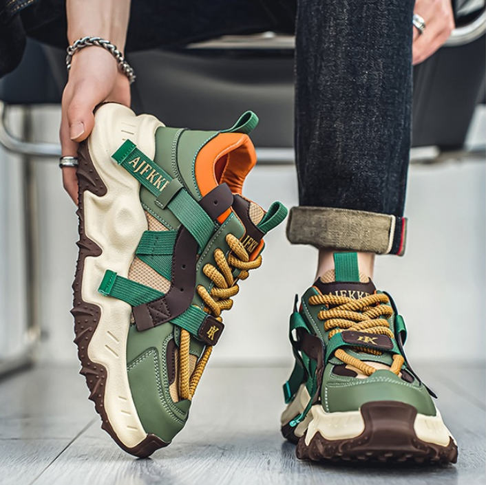 Free shipping designer casual shoes suitable for men's thick soled mesh breathable casual sports shoes outdoor sneakers