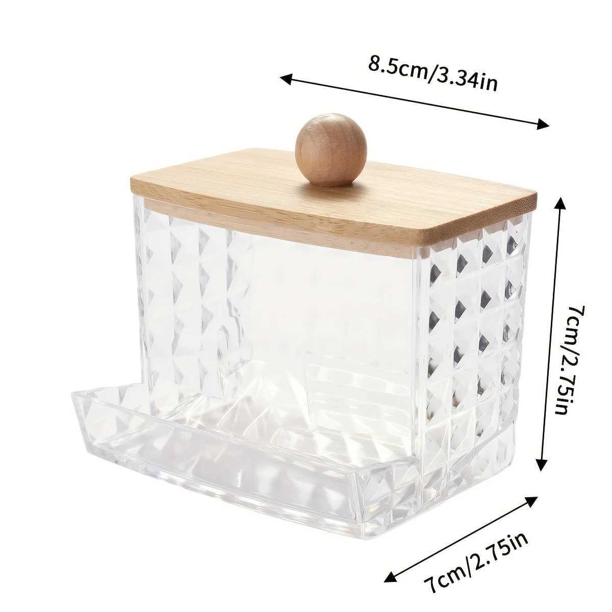 8oz Cotton Swab Holder Dispenser Clear Diamond Pattern Bathroom Organizer Accessories Decor for Storage Cotton Ball Holder Apoth C251008