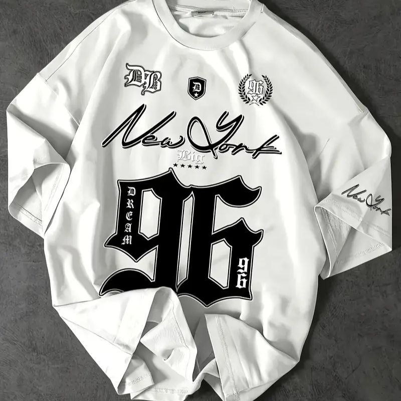 Men's Streetwear Graphic Oversized T-Shirt - Casual Sports Tee with Retro Print-19